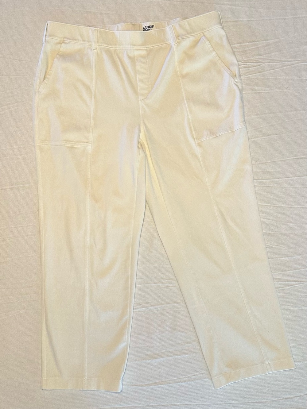 Lands' End Starfish Straight Leg Pants White Cream 1X 16W-18W